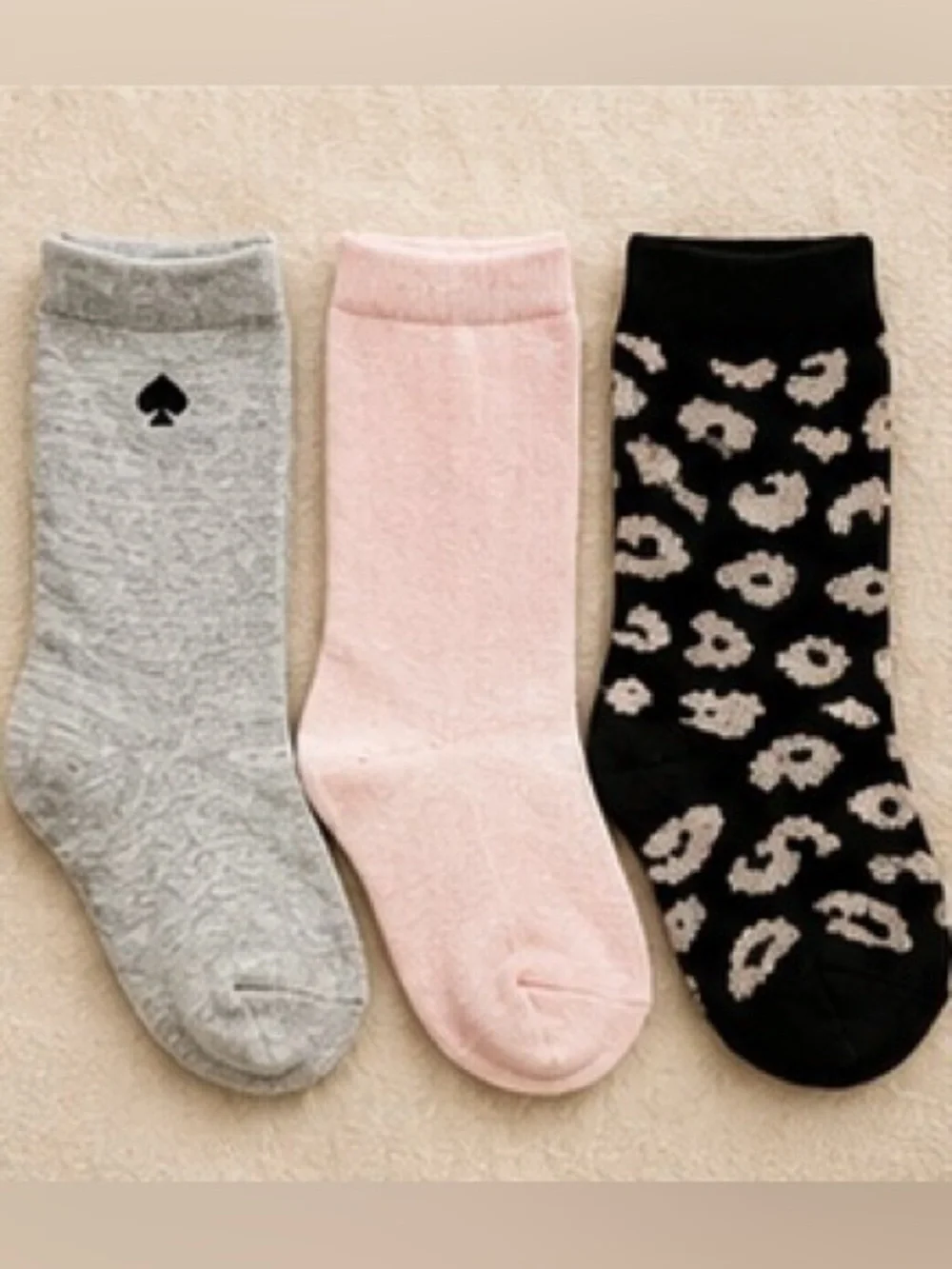 Kate Spade 3 Pair Ankle Socks SOLID & LEOPARD DOT • ONE SIZE • NWT